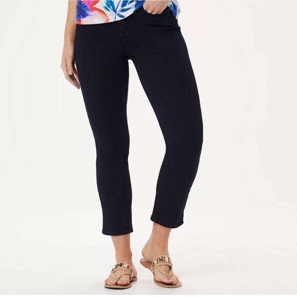 Curves 360 by NYDJ Shape Slim Straight Jeans w/ Bottom Side Slits sz 8=28x25 - Picture 1 of 13
